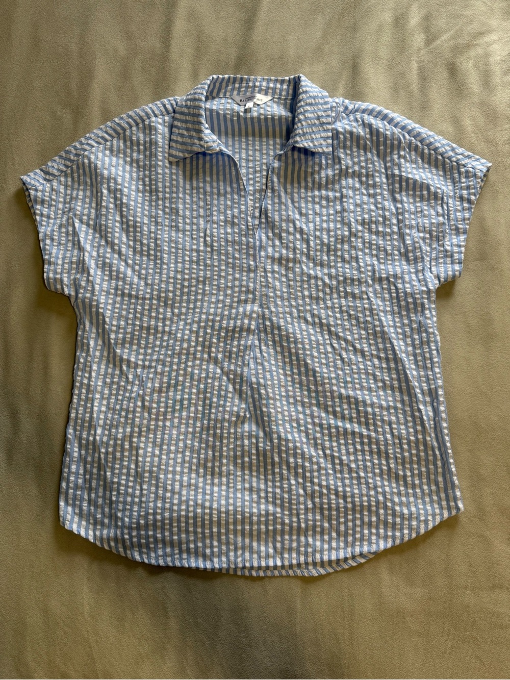 Light Blue Striped Short Sleeve Women’s Top